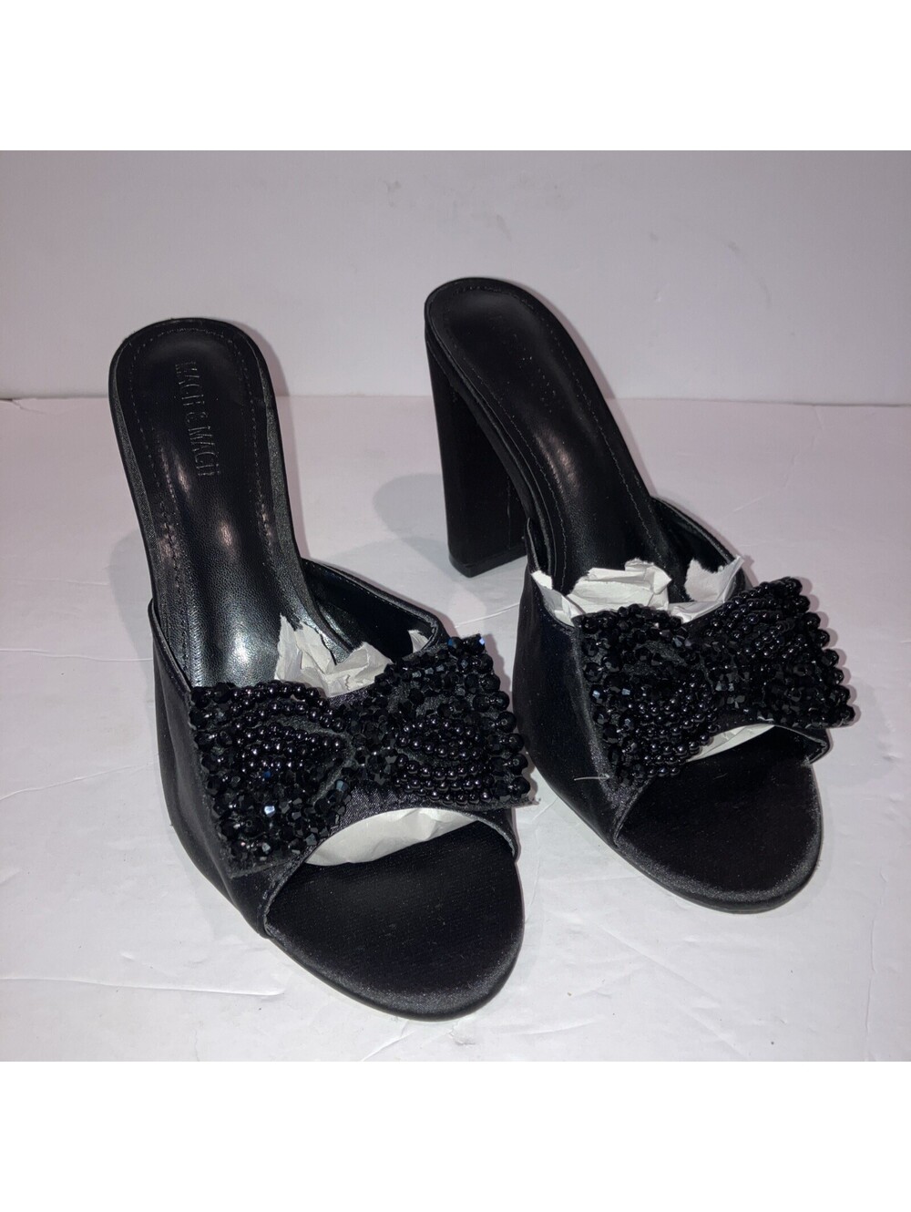 Mach & Mach Women’s Beaded Bow Chucky Heel Slip On Size 40 US 9